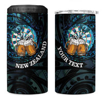Personalized New Zealand Darts Beer 4 in 1 Can Cooler Tumbler Paua Shell Aotearoa Maori Tattoo - Polynesian Pride
