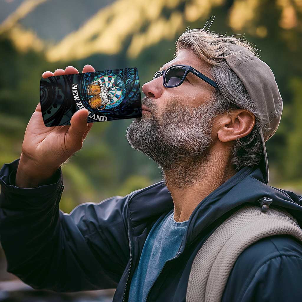 Personalized New Zealand Darts Beer 4 in 1 Can Cooler Tumbler Paua Shell Aotearoa Maori Tattoo - Polynesian Pride