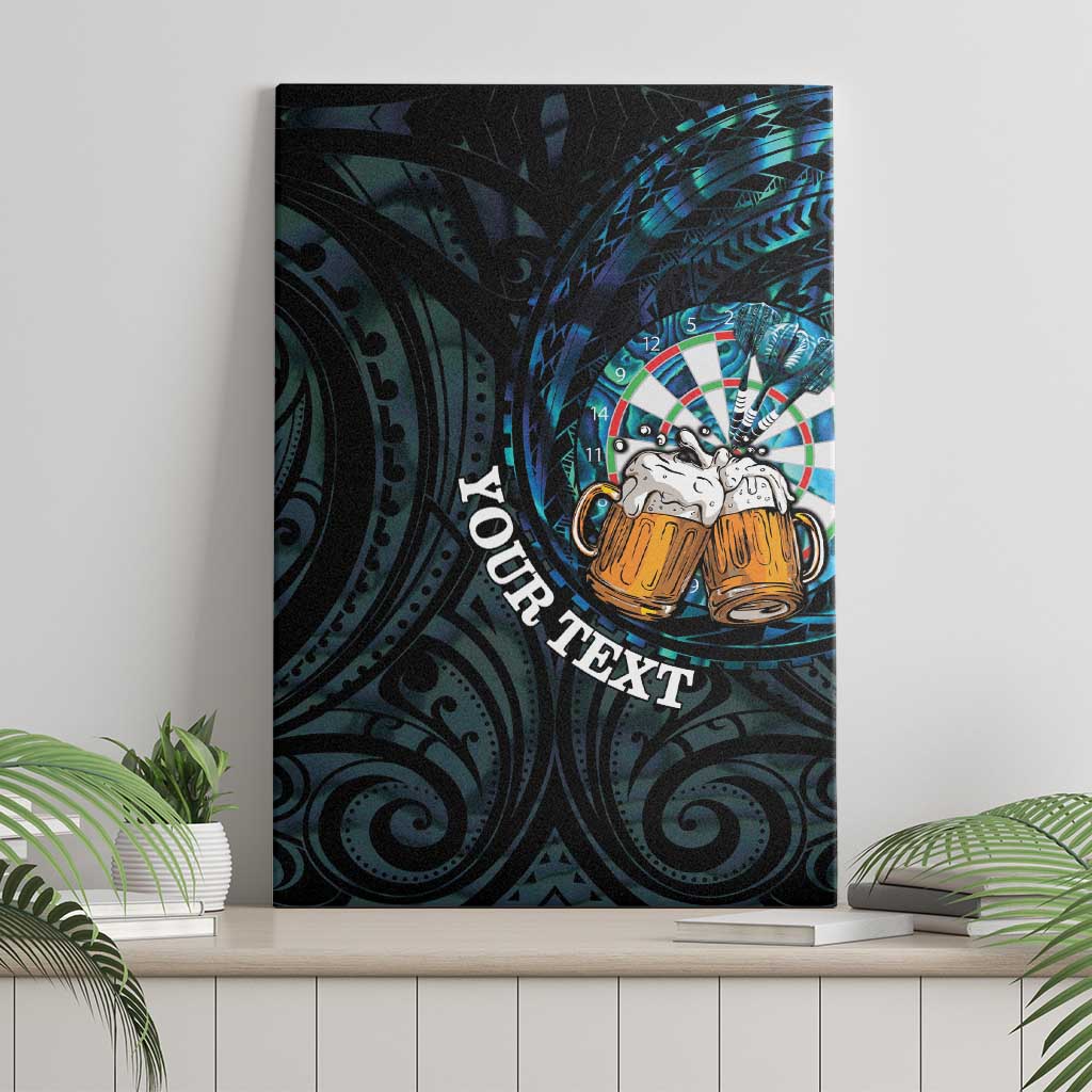 Personalized New Zealand Darts Beer Canvas Wall Art Paua Shell Aotearoa Maori Tattoo - Polynesian Pride