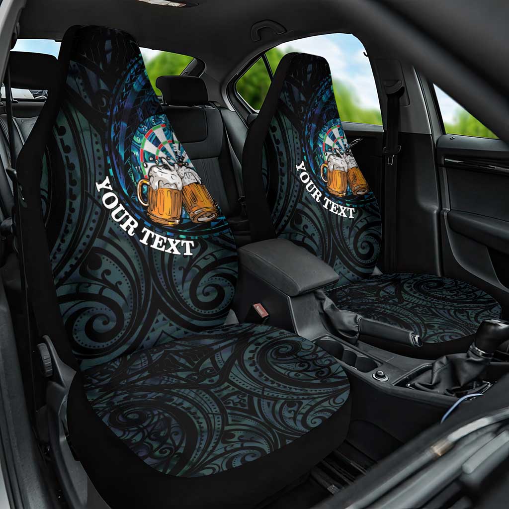Personalized New Zealand Darts Beer Car Seat Cover Paua Shell Aotearoa Maori Tattoo - Polynesian Pride