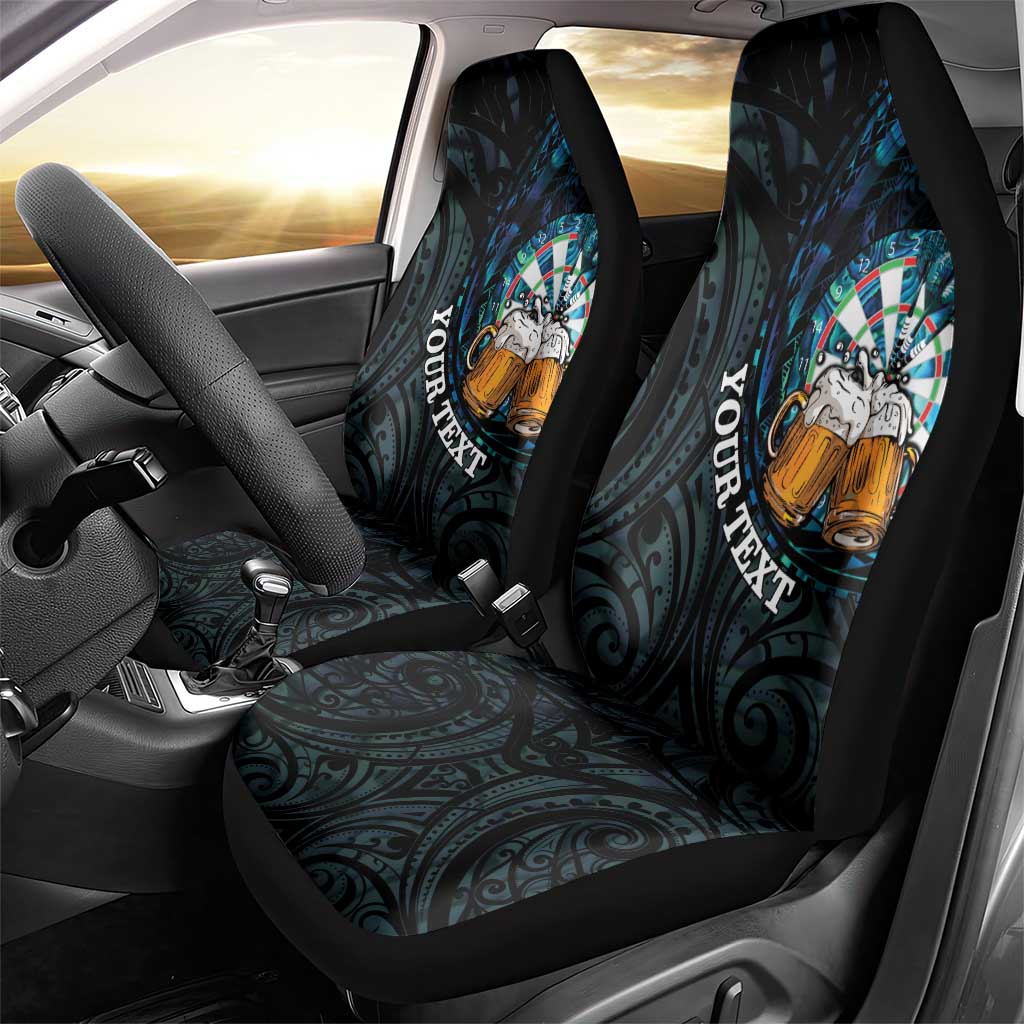 Personalized New Zealand Darts Beer Car Seat Cover Paua Shell Aotearoa Maori Tattoo - Polynesian Pride