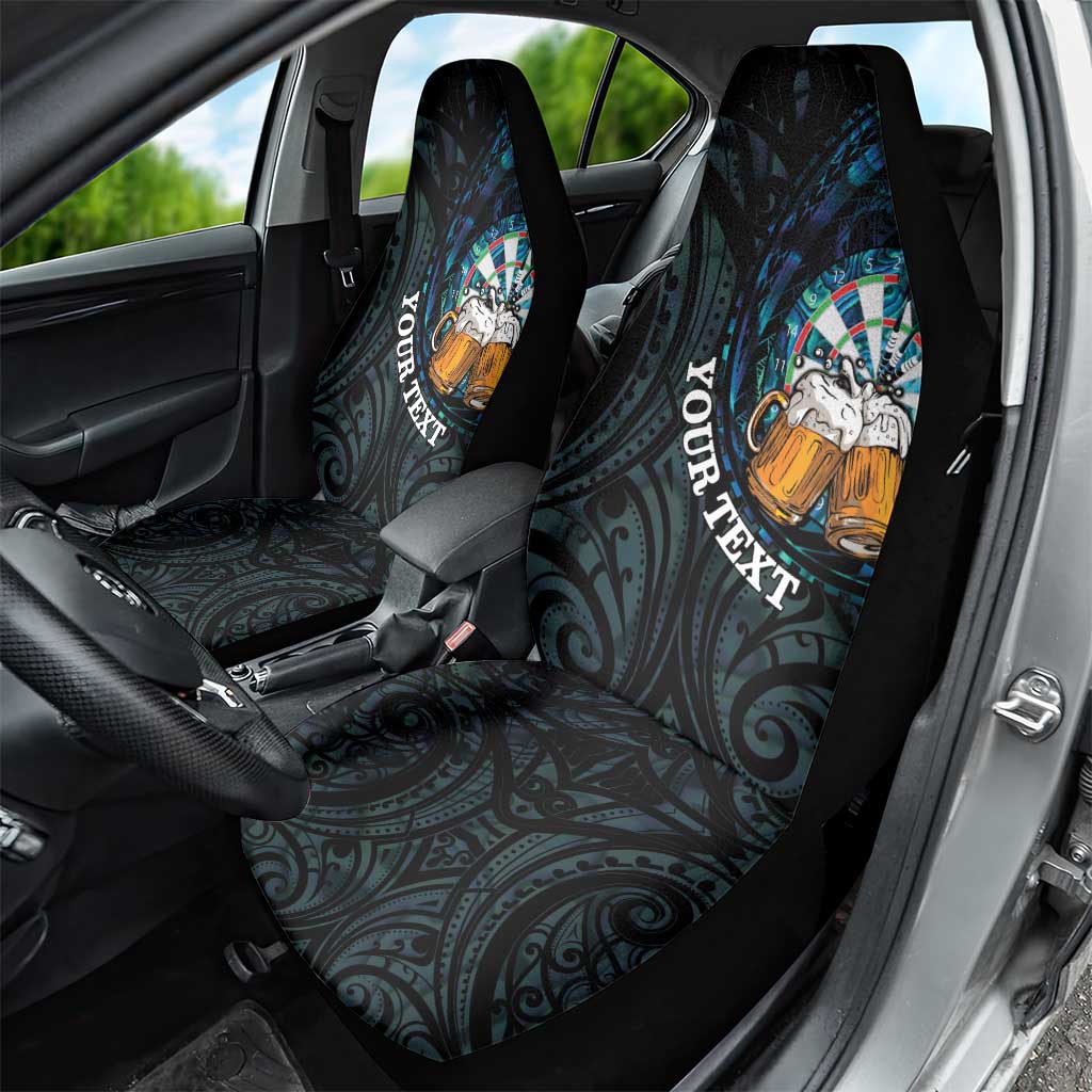 Personalized New Zealand Darts Beer Car Seat Cover Paua Shell Aotearoa Maori Tattoo - Polynesian Pride