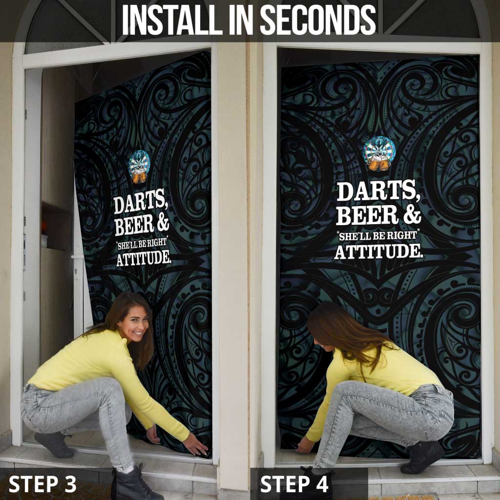 New Zealand Darts Beer Door Cover Paua Shell Aotearoa Maori Tattoo - Polynesian Pride