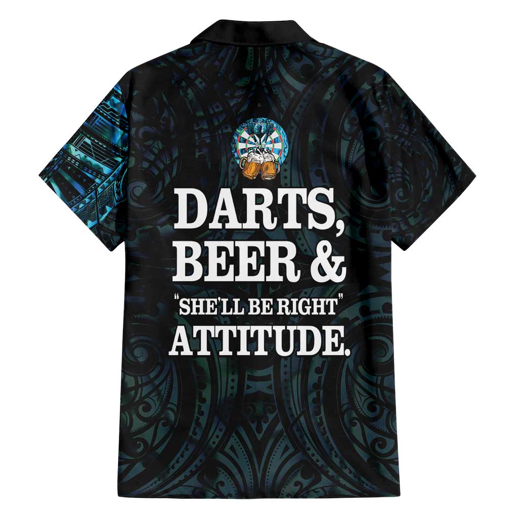 Personalized New Zealand Darts Beer Family Matching Long Sleeve Bodycon Dress and Hawaiian Shirt Paua Shell Aotearoa Maori Tattoo - Polynesian Pride