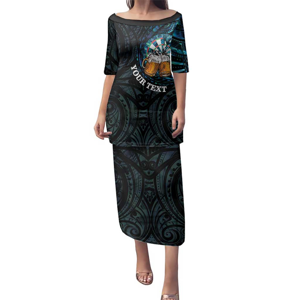 Personalized New Zealand Darts Beer Family Matching Puletasi and Hawaiian Shirt Paua Shell Aotearoa Maori Tattoo - Polynesian Pride