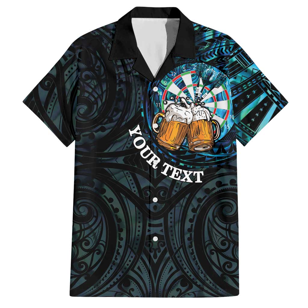 Personalized New Zealand Darts Beer Hawaiian Shirt Paua Shell Aotearoa Maori Tattoo LT14 Black - Polynesian Pride