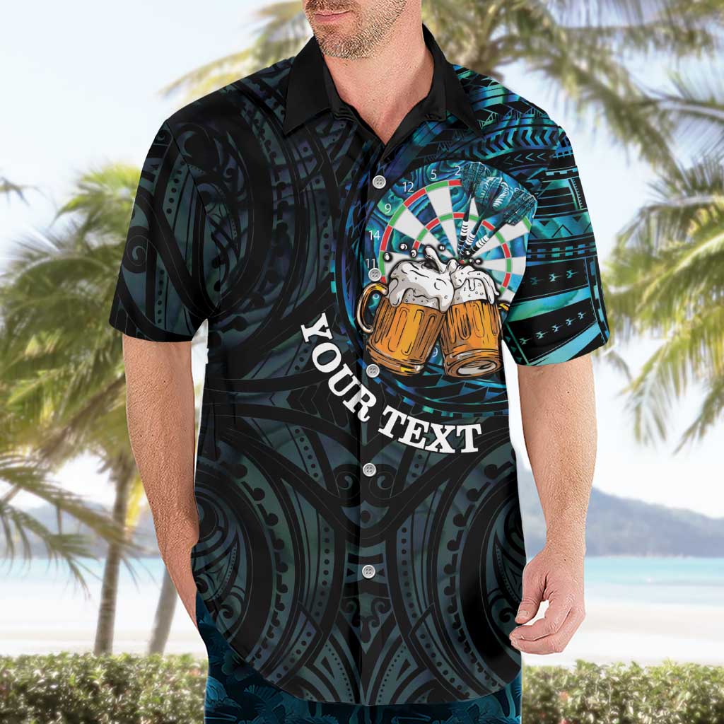 Personalized New Zealand Darts Beer Hawaiian Shirt Paua Shell Aotearoa Maori Tattoo - Polynesian Pride