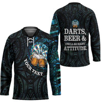 Personalized New Zealand Darts Beer Hockey Jersey Paua Shell Aotearoa Maori Tattoo - Polynesian Pride