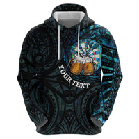 Personalized New Zealand Darts Beer Hoodie Paua Shell Aotearoa Maori Tattoo - Polynesian Pride