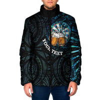 Personalized New Zealand Darts Beer Padded Jacket Paua Shell Aotearoa Maori Tattoo - Polynesian Pride