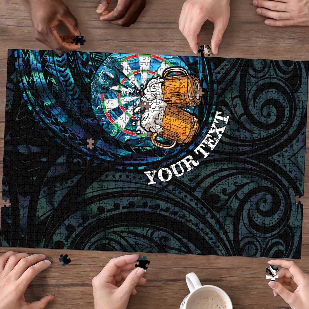 Personalized New Zealand Darts Beer Puzzle Paua Shell Aotearoa Maori Tattoo - Polynesian Pride