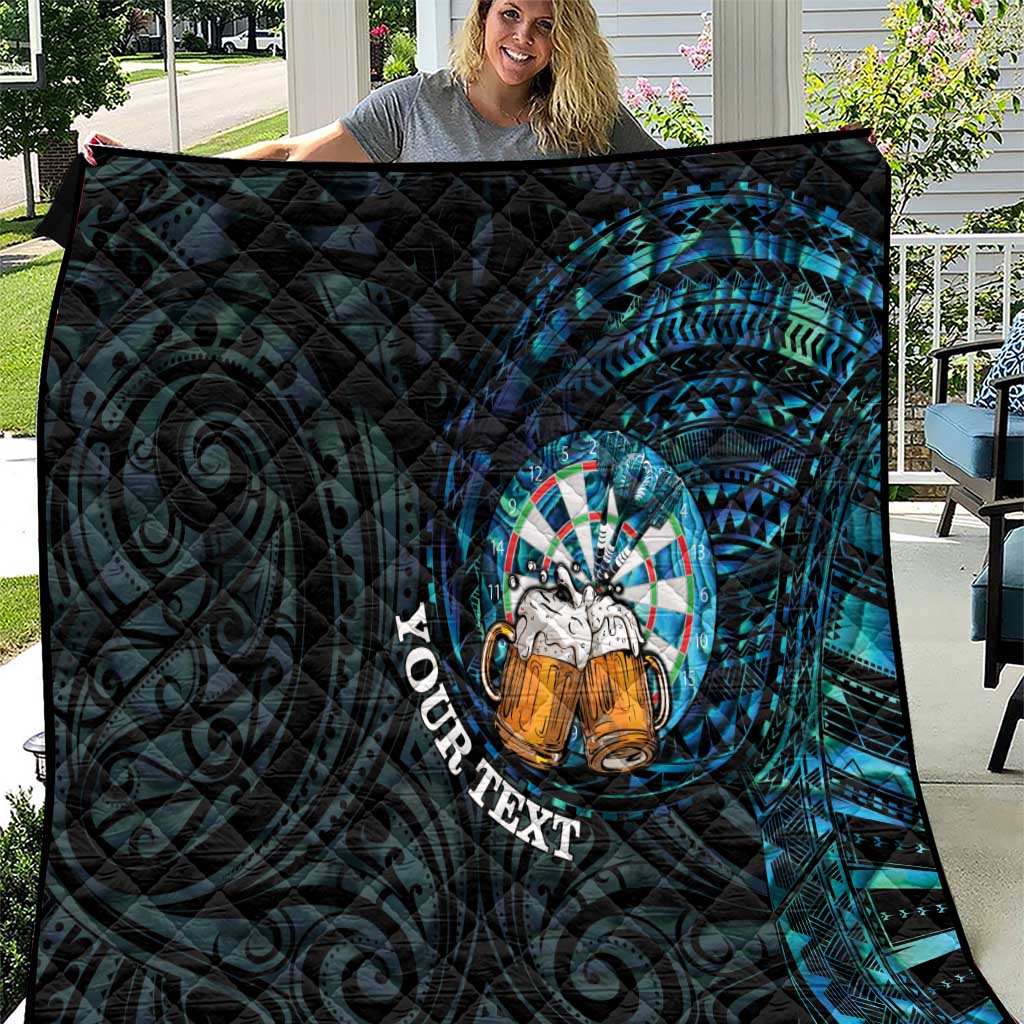 Personalized New Zealand Darts Beer Quilt Paua Shell Aotearoa Maori Tattoo - Polynesian Pride