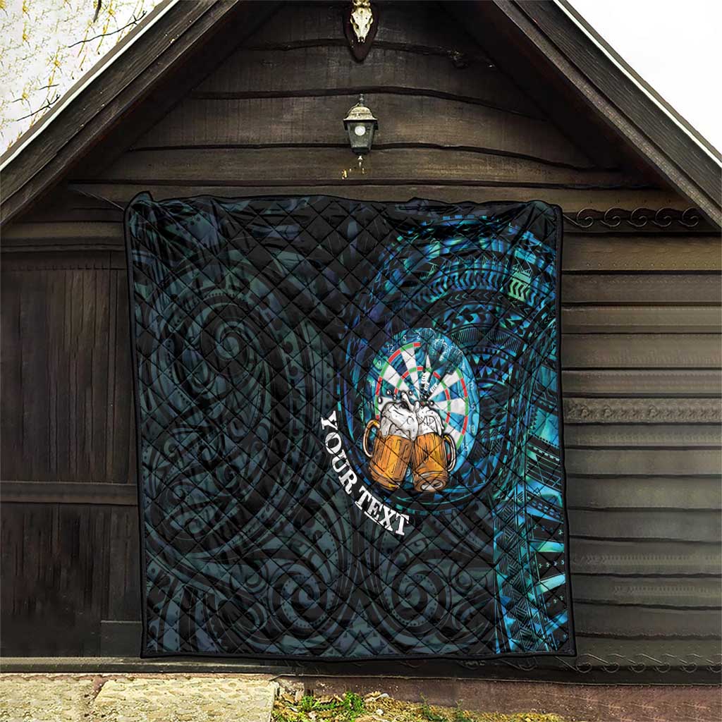 Personalized New Zealand Darts Beer Quilt Paua Shell Aotearoa Maori Tattoo - Polynesian Pride