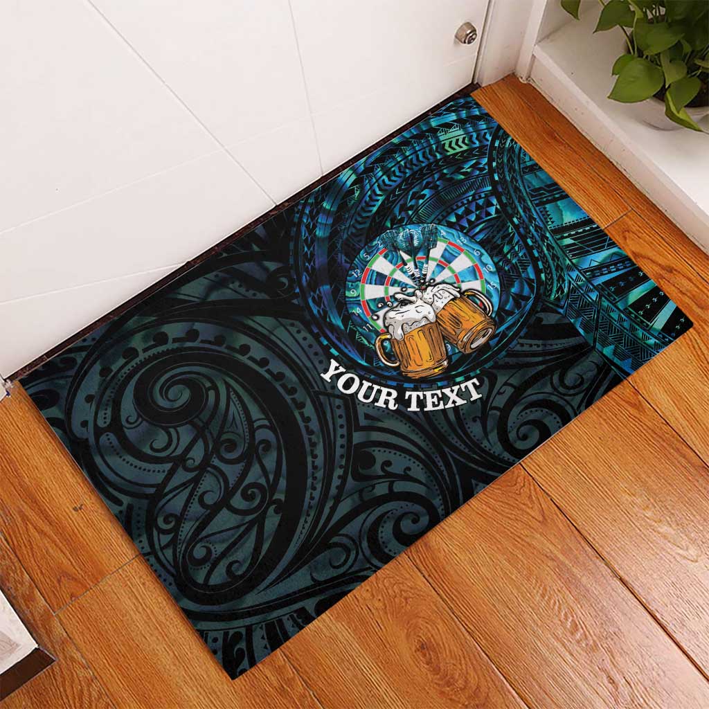 Personalized New Zealand Darts Beer Rubber Doormat Paua Shell Aotearoa Maori Tattoo - Polynesian Pride