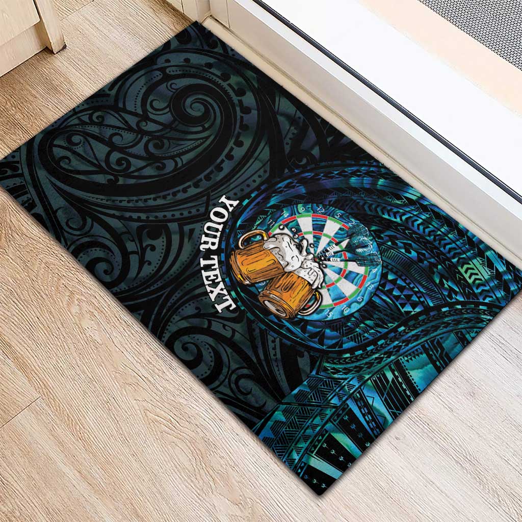 Personalized New Zealand Darts Beer Rubber Doormat Paua Shell Aotearoa Maori Tattoo - Polynesian Pride