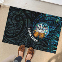 Personalized New Zealand Darts Beer Rubber Doormat Paua Shell Aotearoa Maori Tattoo - Polynesian Pride