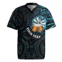 Personalized New Zealand Darts Beer Rugby Jersey Paua Shell Aotearoa Maori Tattoo - Polynesian Pride