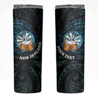 Personalized New Zealand Darts Beer Skinny Tumbler Paua Shell Aotearoa Maori Tattoo - Polynesian Pride