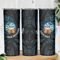 Personalized New Zealand Darts Beer Skinny Tumbler Paua Shell Aotearoa Maori Tattoo - Polynesian Pride