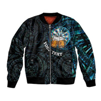 Personalized New Zealand Darts Beer Sleeve Zip Bomber Jacket Paua Shell Aotearoa Maori Tattoo - Polynesian Pride