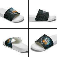 Personalized New Zealand Darts Beer Slide Sandals Paua Shell Aotearoa Maori Tattoo - Polynesian Pride