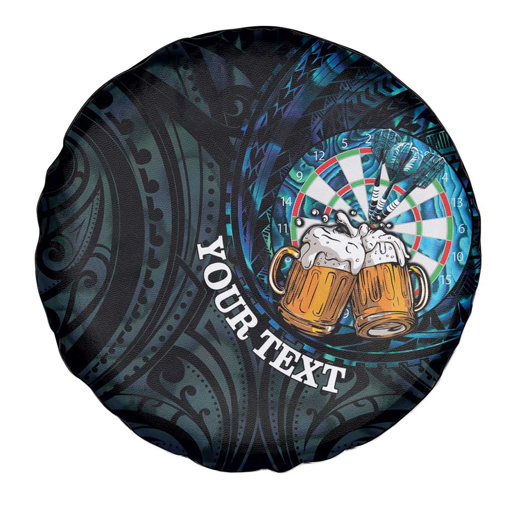 Personalized New Zealand Darts Beer Spare Tire Cover Paua Shell Aotearoa Maori Tattoo - Polynesian Pride