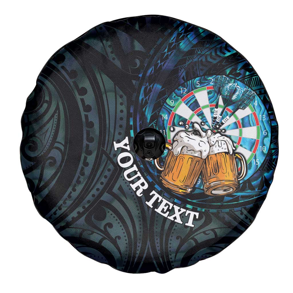 Personalized New Zealand Darts Beer Spare Tire Cover Paua Shell Aotearoa Maori Tattoo - Polynesian Pride