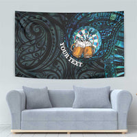 Personalized New Zealand Darts Beer Tapestry Paua Shell Aotearoa Maori Tattoo - Polynesian Pride
