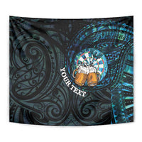 Personalized New Zealand Darts Beer Tapestry Paua Shell Aotearoa Maori Tattoo - Polynesian Pride