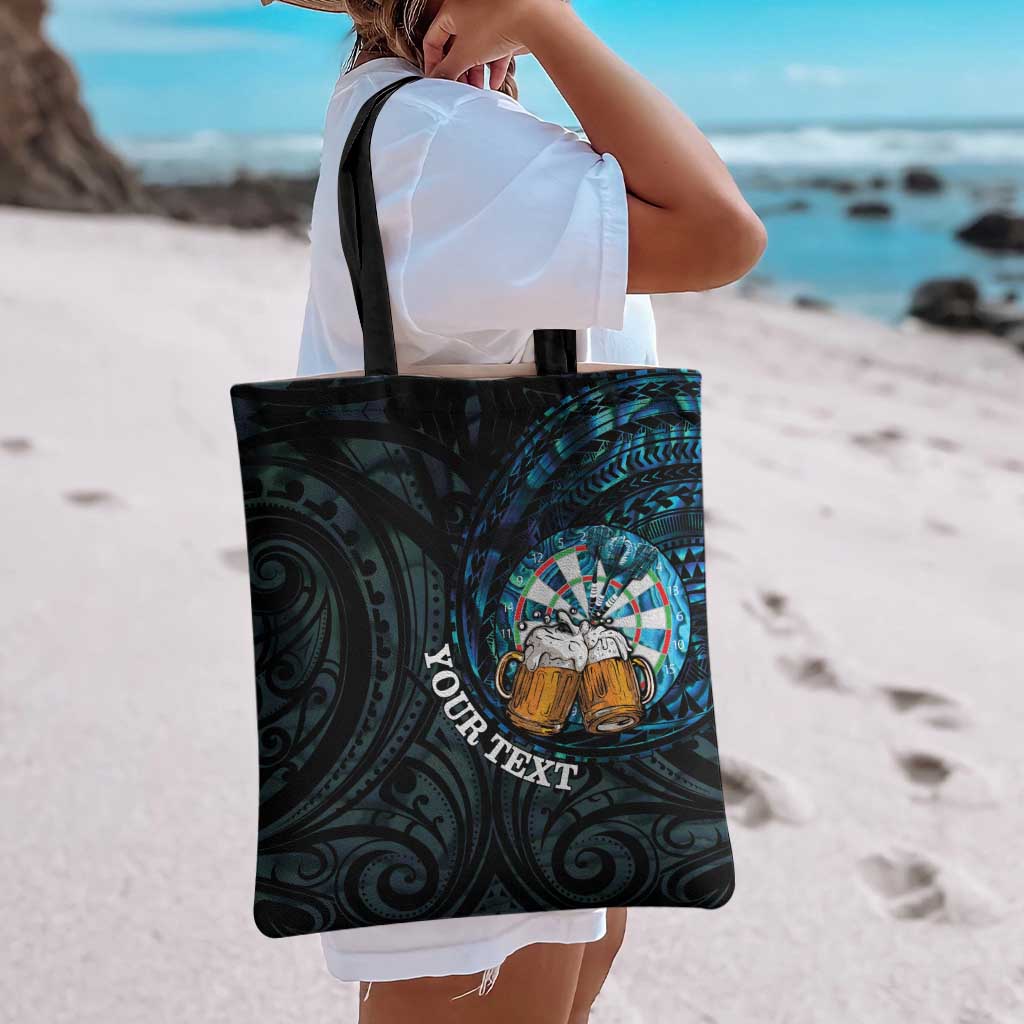 Personalized New Zealand Darts Beer Tote Bag Paua Shell Aotearoa Maori Tattoo - Polynesian Pride