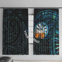 Personalized New Zealand Darts Beer Window Curtain Paua Shell Aotearoa Maori Tattoo - Polynesian Pride