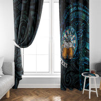 Personalized New Zealand Darts Beer Window Curtain Paua Shell Aotearoa Maori Tattoo - Polynesian Pride