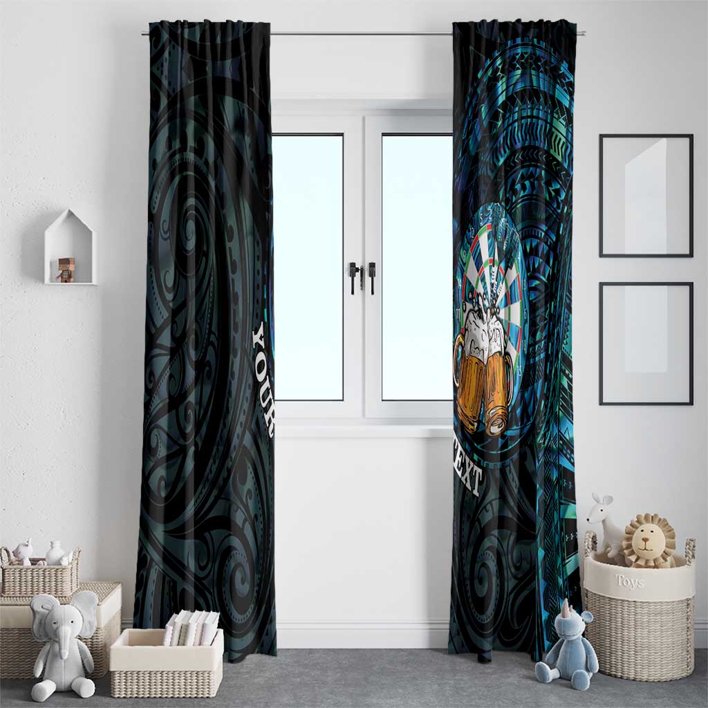 Personalized New Zealand Darts Beer Window Curtain Paua Shell Aotearoa Maori Tattoo - Polynesian Pride
