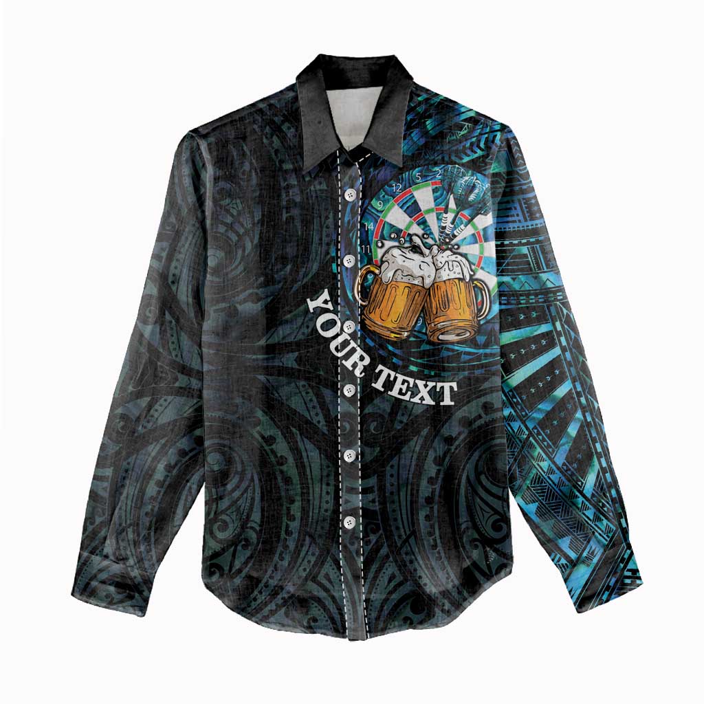 Personalized New Zealand Darts Beer Women Casual Shirt Paua Shell Aotearoa Maori Tattoo - Polynesian Pride