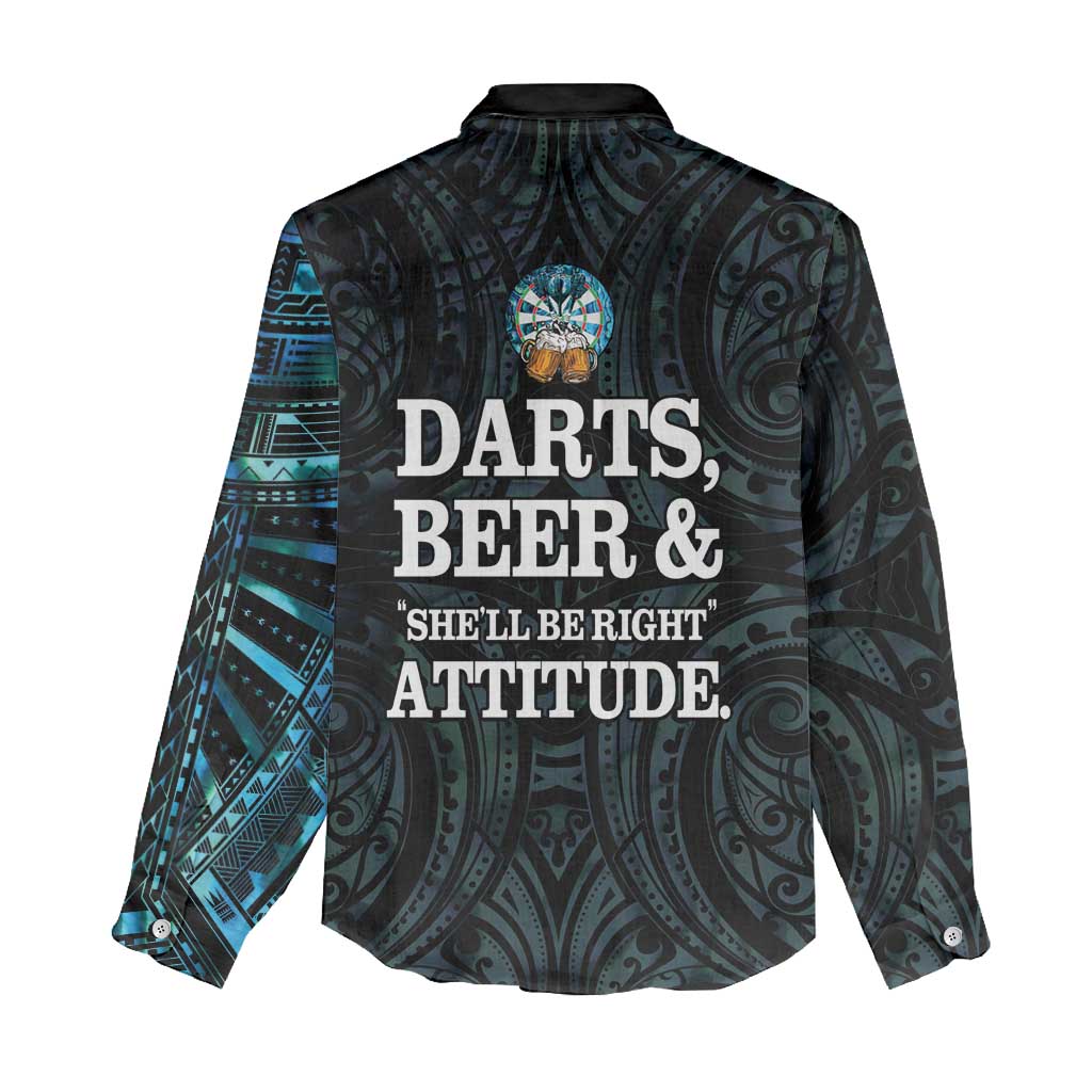 Personalized New Zealand Darts Beer Women Casual Shirt Paua Shell Aotearoa Maori Tattoo - Polynesian Pride