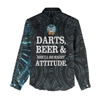 Personalized New Zealand Darts Beer Women Casual Shirt Paua Shell Aotearoa Maori Tattoo - Polynesian Pride