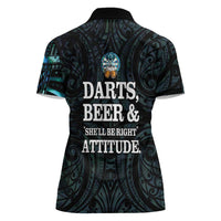 Personalized New Zealand Darts Beer Women Polo Shirt Paua Shell Aotearoa Maori Tattoo - Polynesian Pride