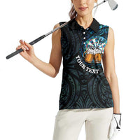 Personalized New Zealand Darts Beer Women Sleeveless Polo Shirt Paua Shell Aotearoa Maori Tattoo - Polynesian Pride