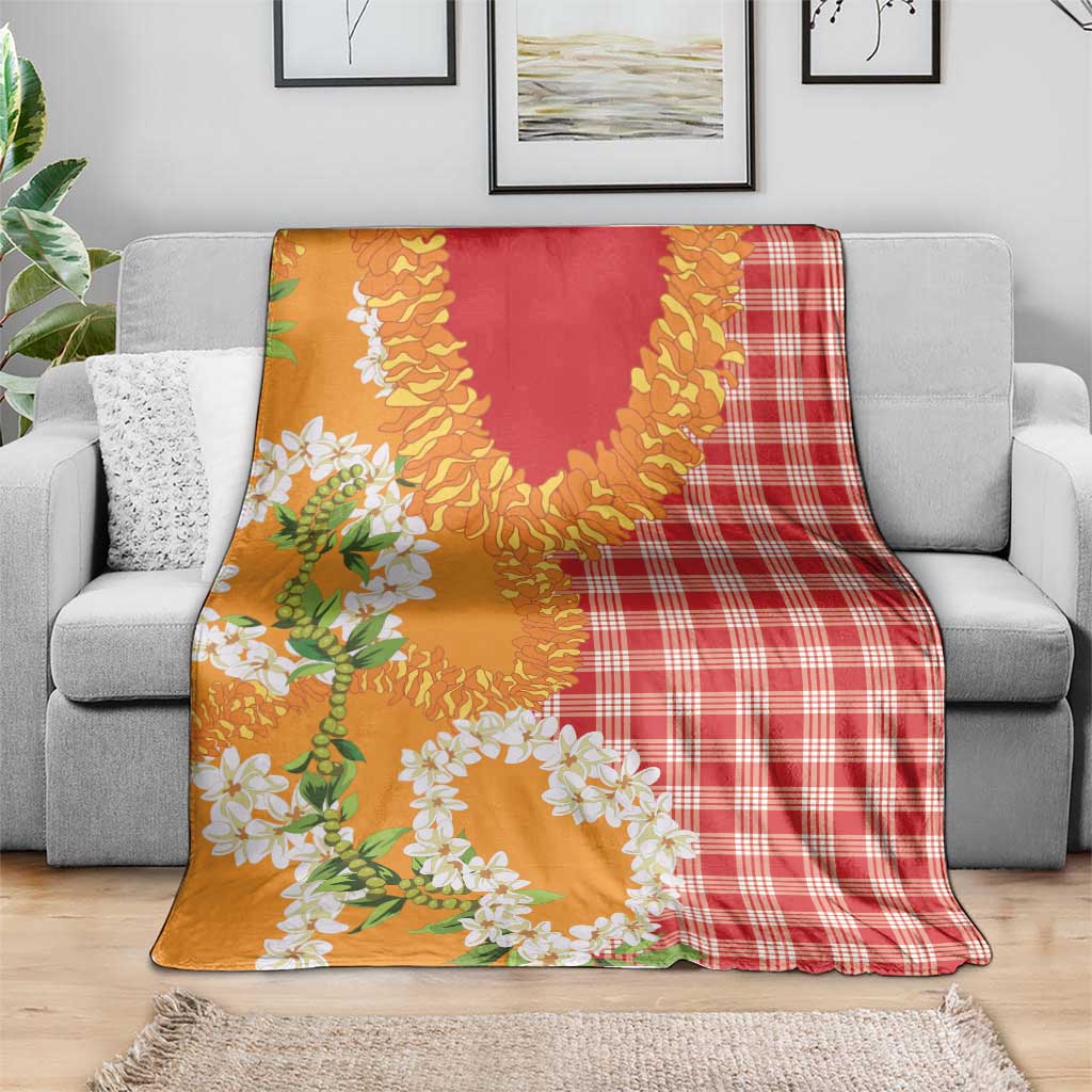 Prince Kuhio Aloha Hawaii Blanket Plumeria Ilima Lei Palaka Motifs