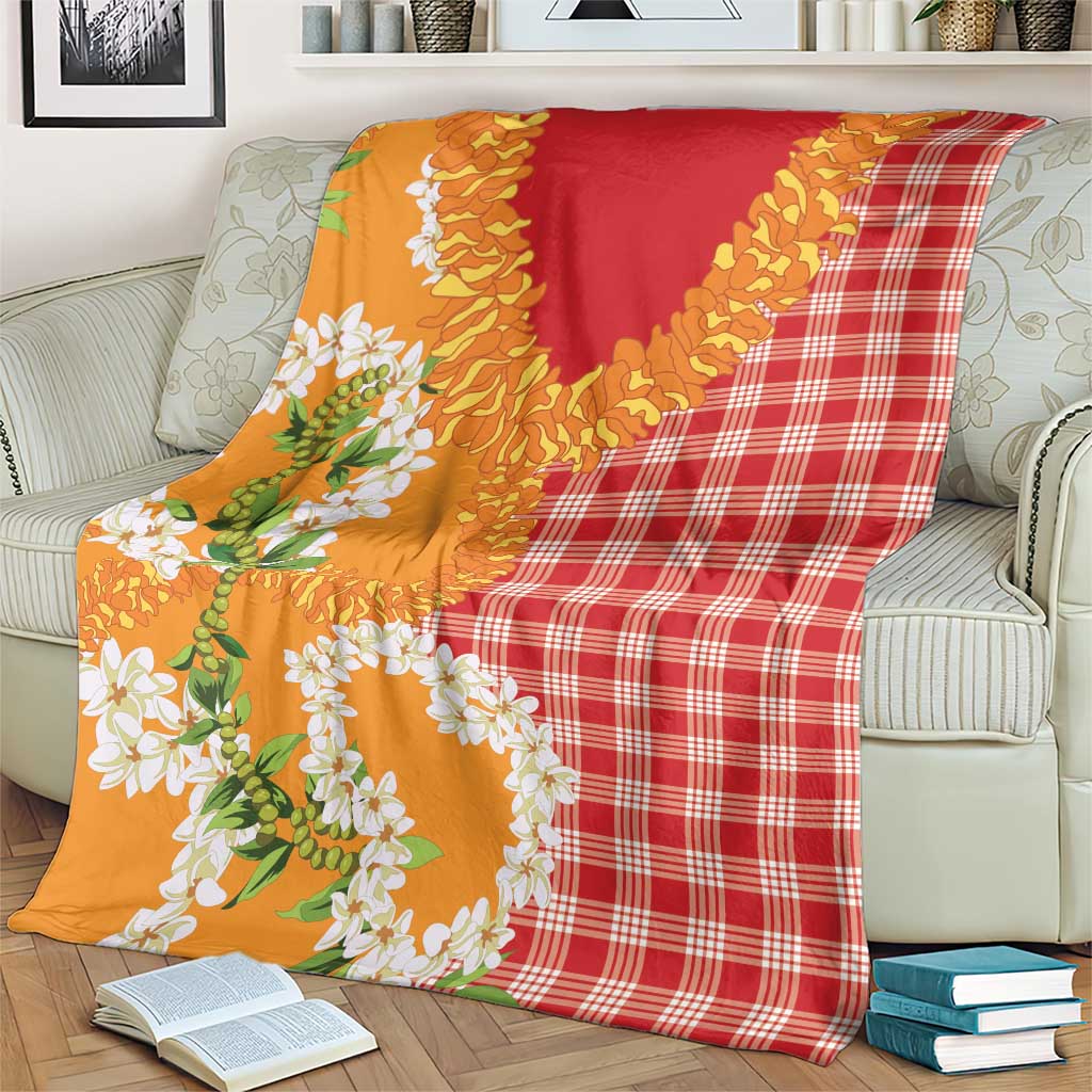 Prince Kuhio Aloha Hawaii Blanket Plumeria Ilima Lei Palaka Motifs