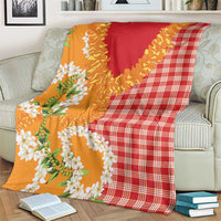 Prince Kuhio Aloha Hawaii Blanket Plumeria Ilima Lei Palaka Motifs