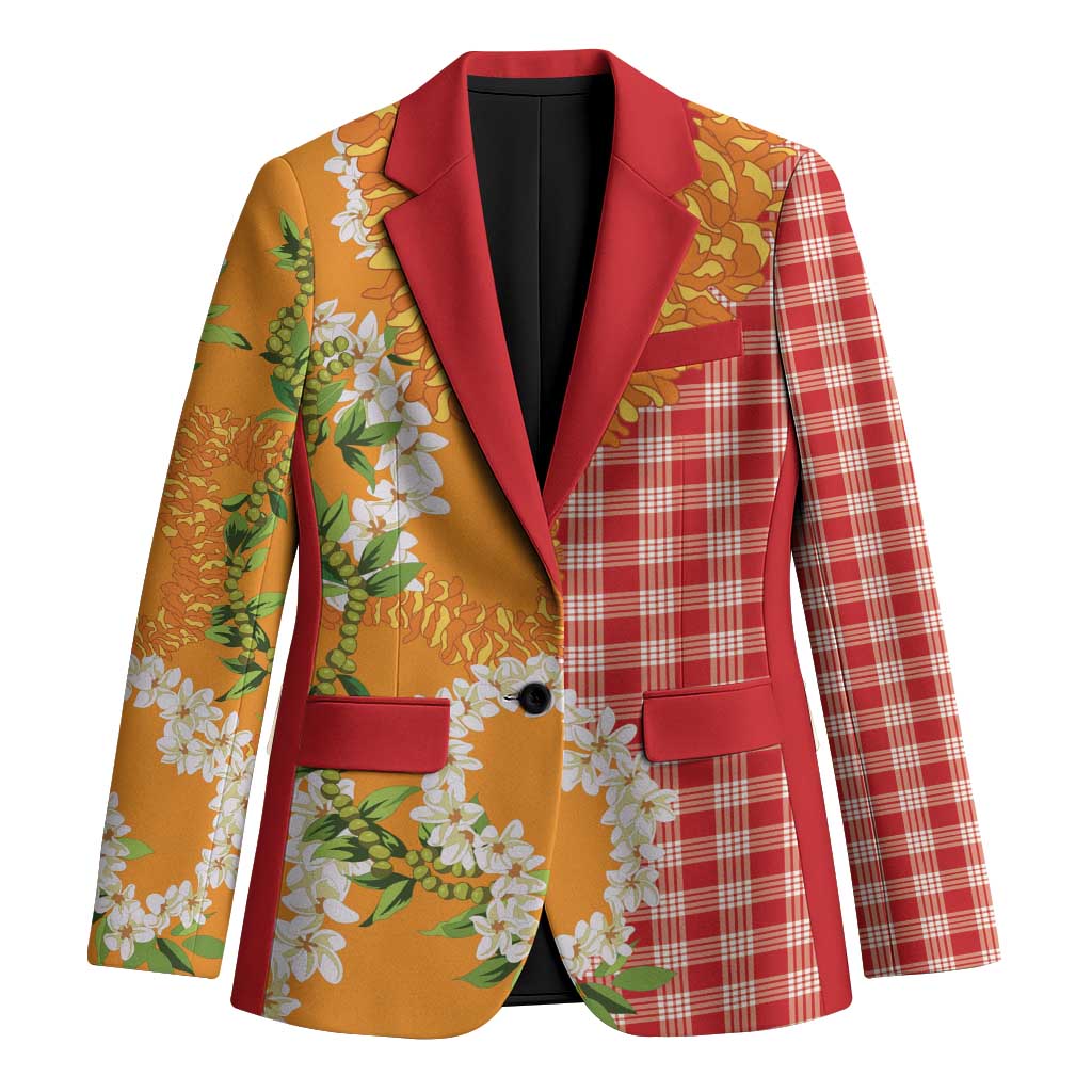 Prince Kuhio Aloha Hawaii Blazer Plumeria Ilima Lei Palaka Motifs