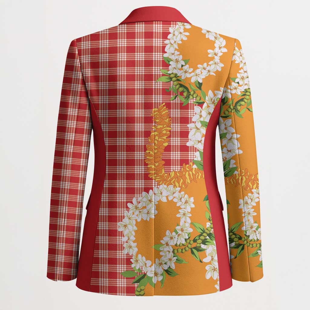 Prince Kuhio Aloha Hawaii Blazer Plumeria Ilima Lei Palaka Motifs