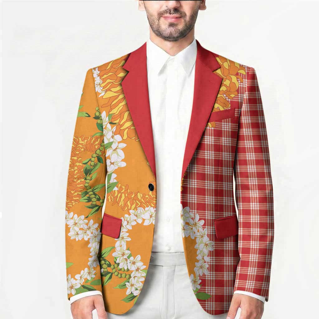 Prince Kuhio Aloha Hawaii Blazer Plumeria Ilima Lei Palaka Motifs