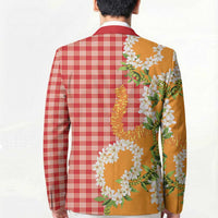 Prince Kuhio Aloha Hawaii Blazer Plumeria Ilima Lei Palaka Motifs