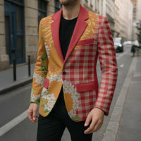 Prince Kuhio Aloha Hawaii Blazer Plumeria Ilima Lei Palaka Motifs