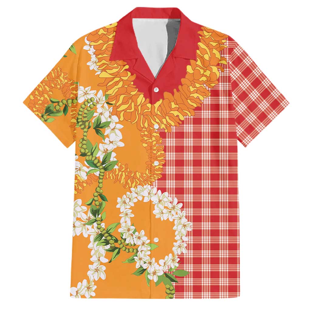 Prince Kuhio Aloha Hawaii Family Matching Short Sleeve Bodycon Dress and Hawaiian Shirt Plumeria Ilima Lei Palaka Motifs LT14 Dad's Shirt - Short Sleeve Red - Polynesian Pride