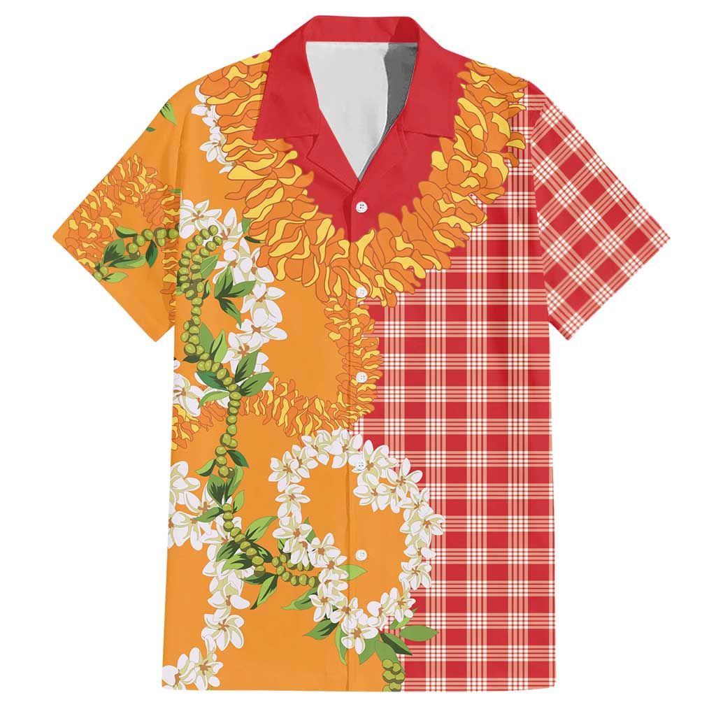 Prince Kuhio Aloha Hawaii Hawaiian Shirt Plumeria Ilima Lei Palaka Motifs LT14 Red - Polynesian Pride