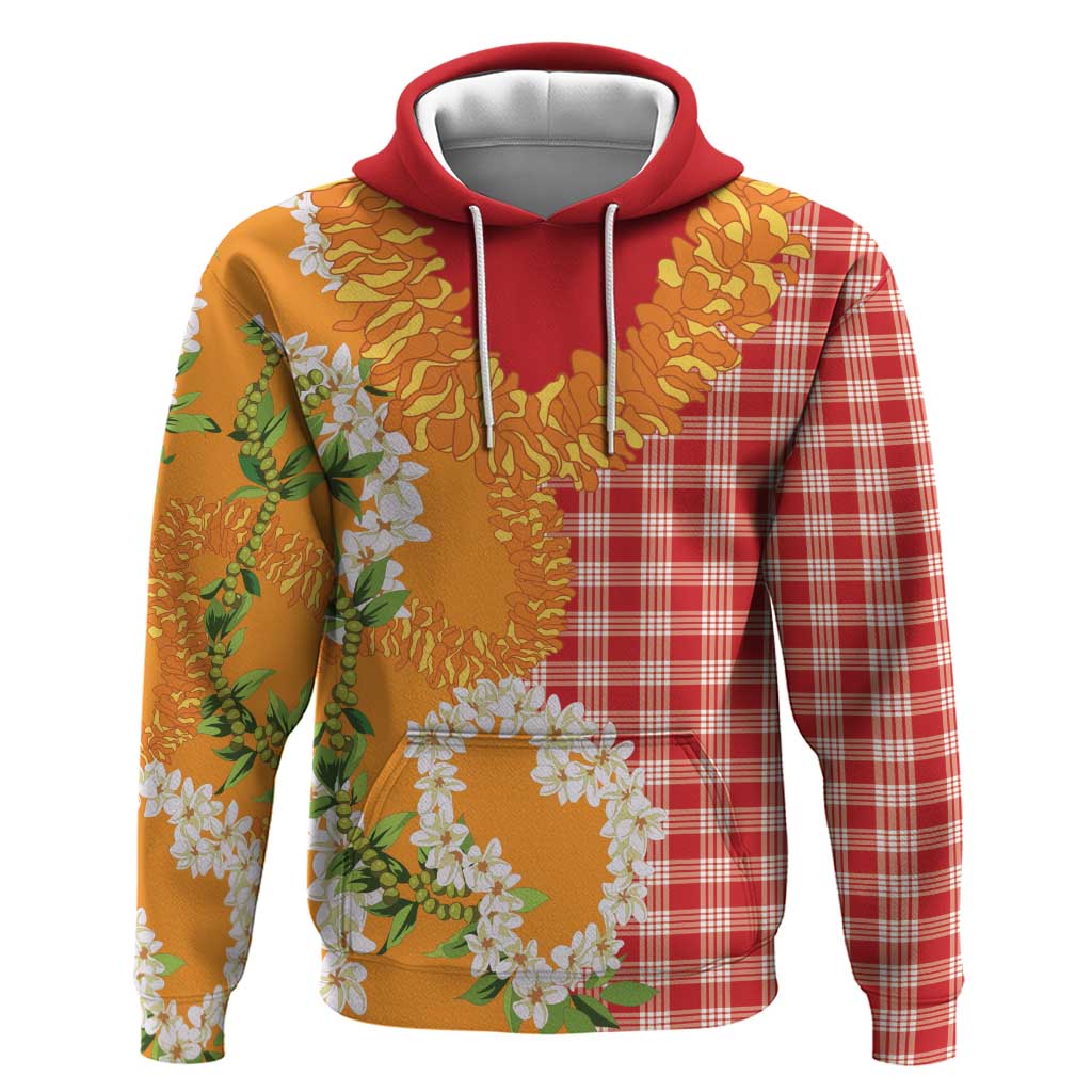 Prince Kuhio Aloha Hawaii Hoodie Plumeria Ilima Lei Palaka Motifs LT14 Pullover Hoodie Red - Polynesian Pride