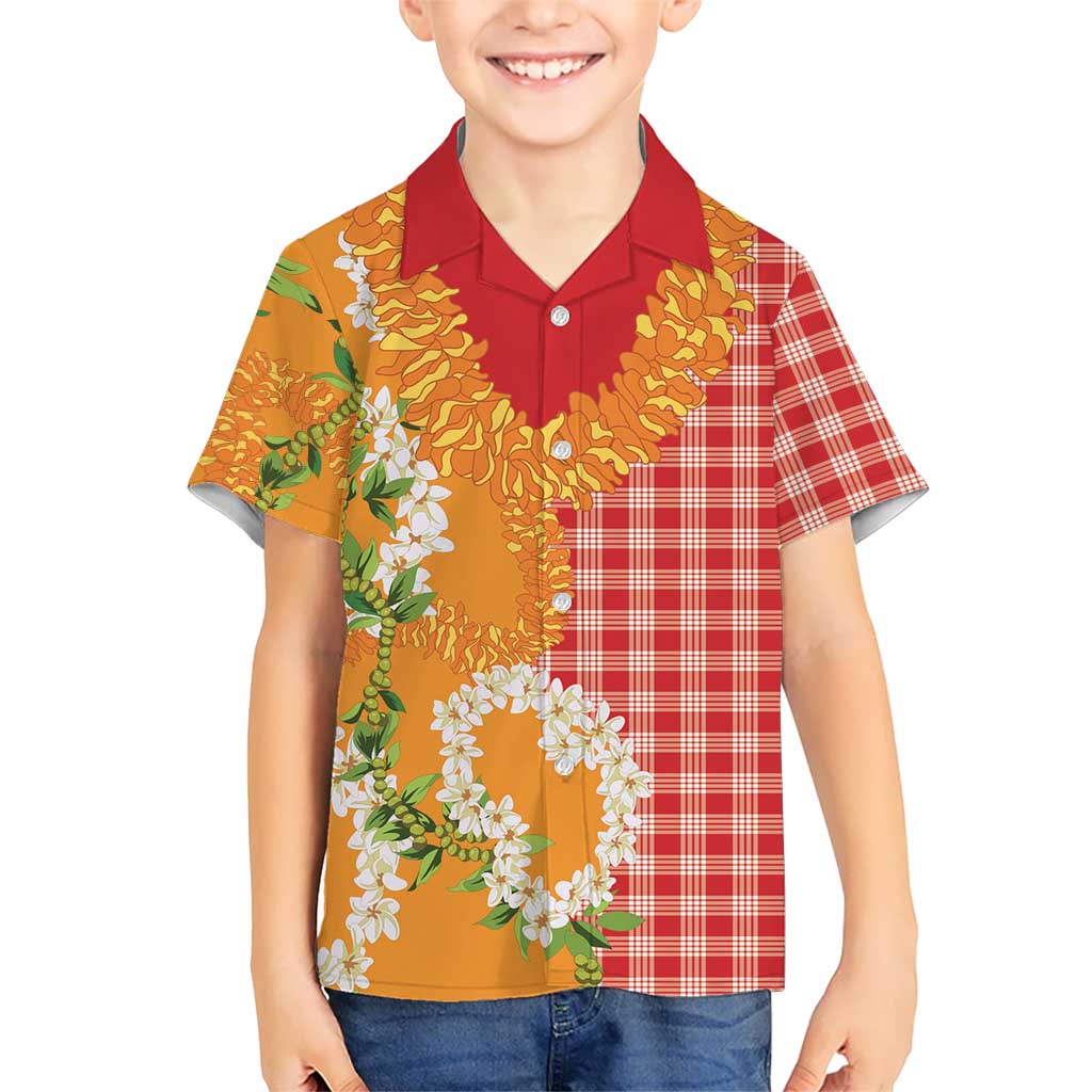 Prince Kuhio Aloha Hawaii Kid Hawaiian Shirt Plumeria Ilima Lei Palaka Motifs